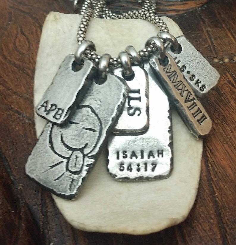 Mens Dog Tags Personalized Pendant Necklace Sterling Silver Etsy