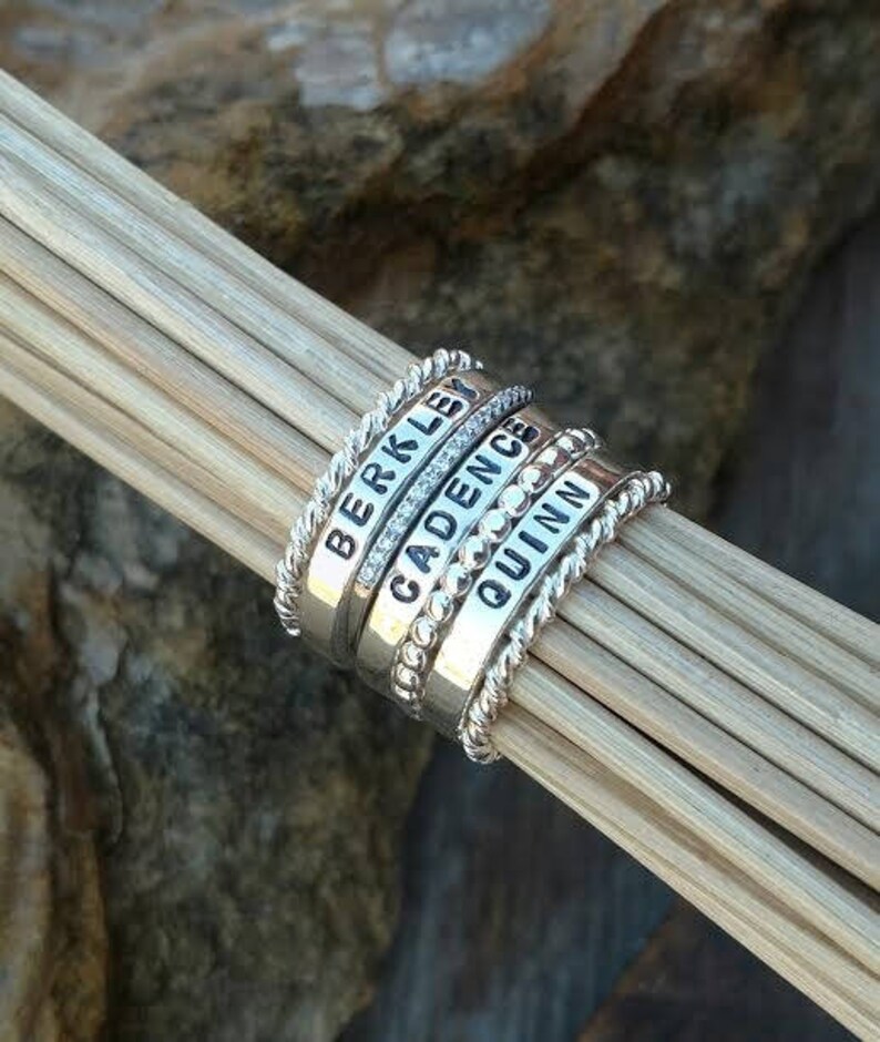 Stackable Rings Mothers Name Ring Personalized Gift for Her Etsy