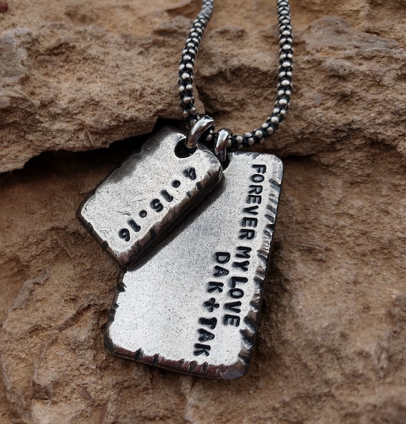 mens sterling silver dog tag necklace