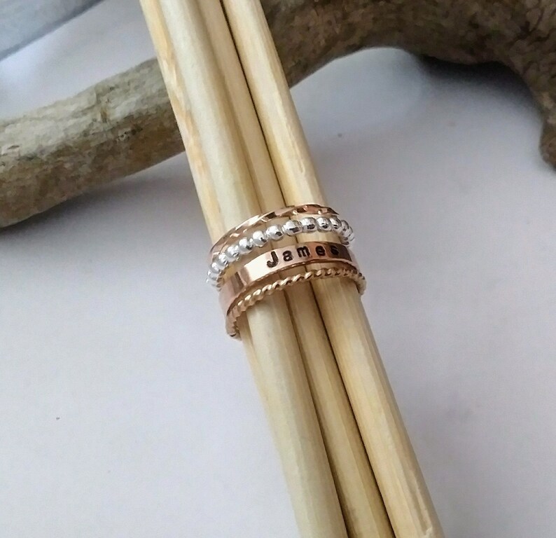 Rings with Names Birthday Gifts for Her Stackable name rings Etsy