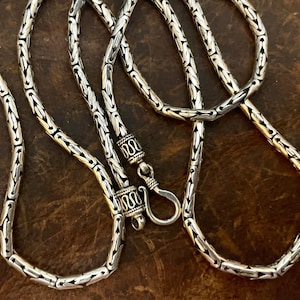 Men’s Silver Byzantine Chain 3mm, Rustic Viking Chain, Gift for Boyfrind or Husband,