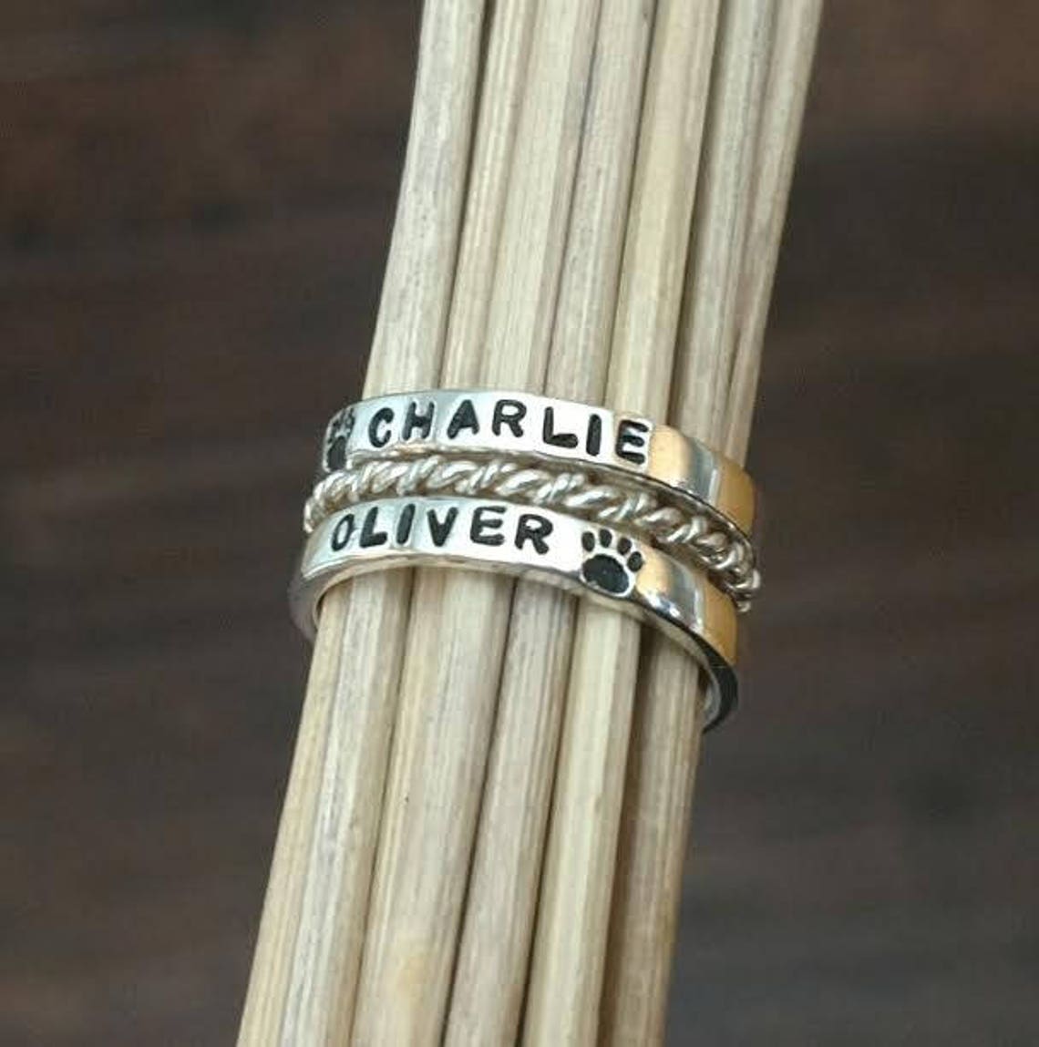 Stackable Name Rings Set Personalized Name Rings Kids Name | Etsy