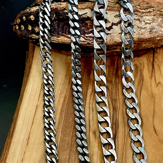 Curb Rope Chain with Antiqued Oxidized Finish Sterling Silver Made in the USA Curb Rope Chain with Antiqued Oxidized Finish Sterling Silver Made in the USA