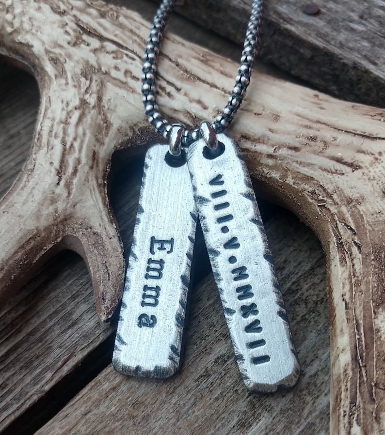 Mens Necklace Personalized Bar Pendant Mens Custom Jewelry Etsy