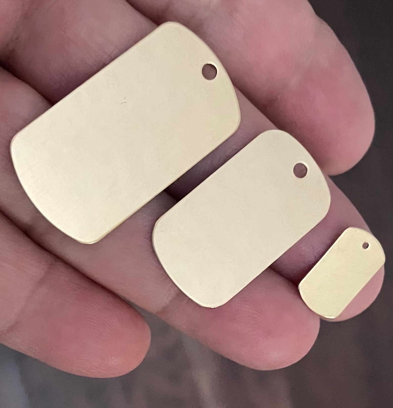 Gold Dog Tag Necklace Pendant Personalized Hand Stamped Etsy