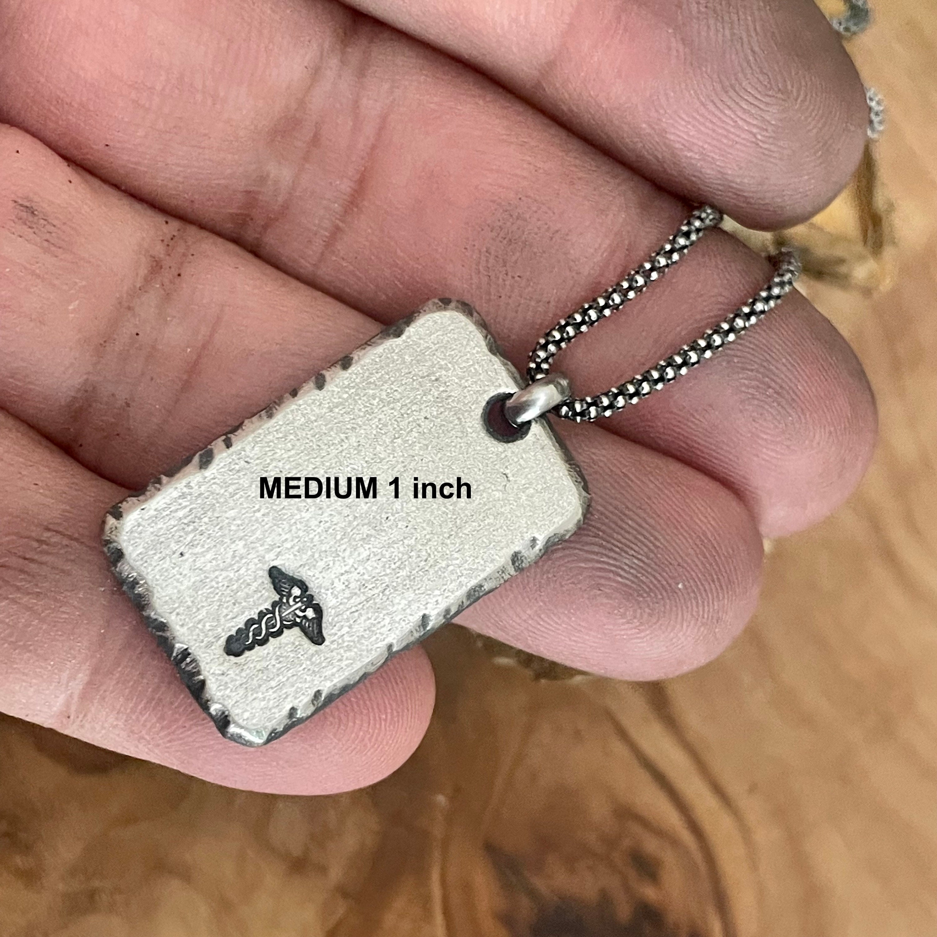 Custom Medical Alert Necklace, Sterling Silver ID Tag Personalized ...