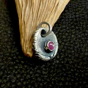 Sterling silver ruby pendant oxidized small