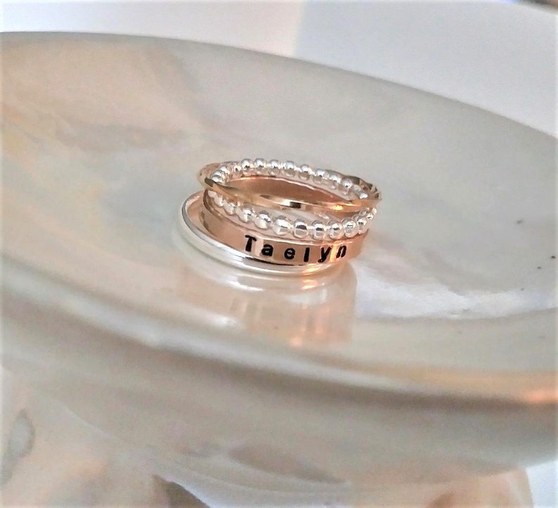 Rings with Names Birthday Gifts for Her Stackable name rings Etsy