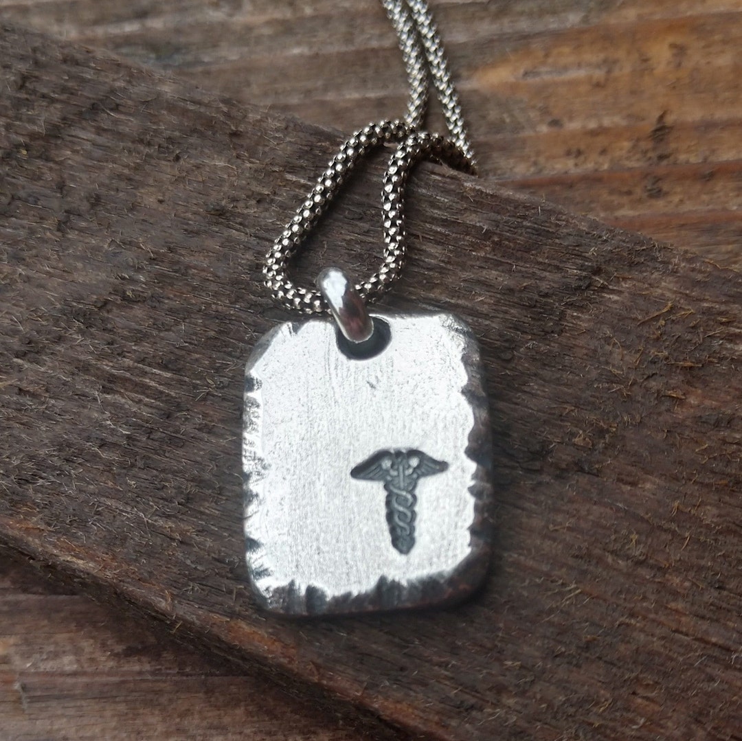 Custom Medical Alert Necklace, Sterling Silver ID Tag Personalized ...