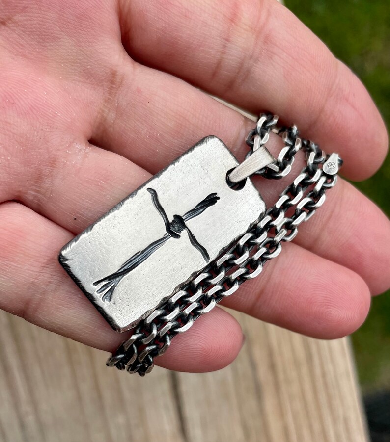 Western Jewelry for Men Barbed Wire Cross Necklace Pendant Etsy