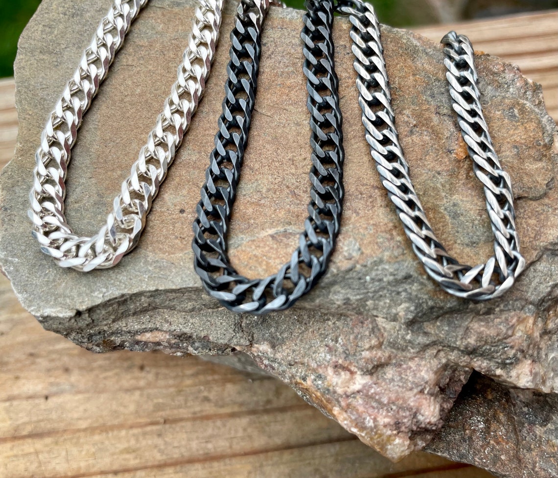 Mens Silver Chain Necklace 5mm Double Link Unique Specialty Etsy