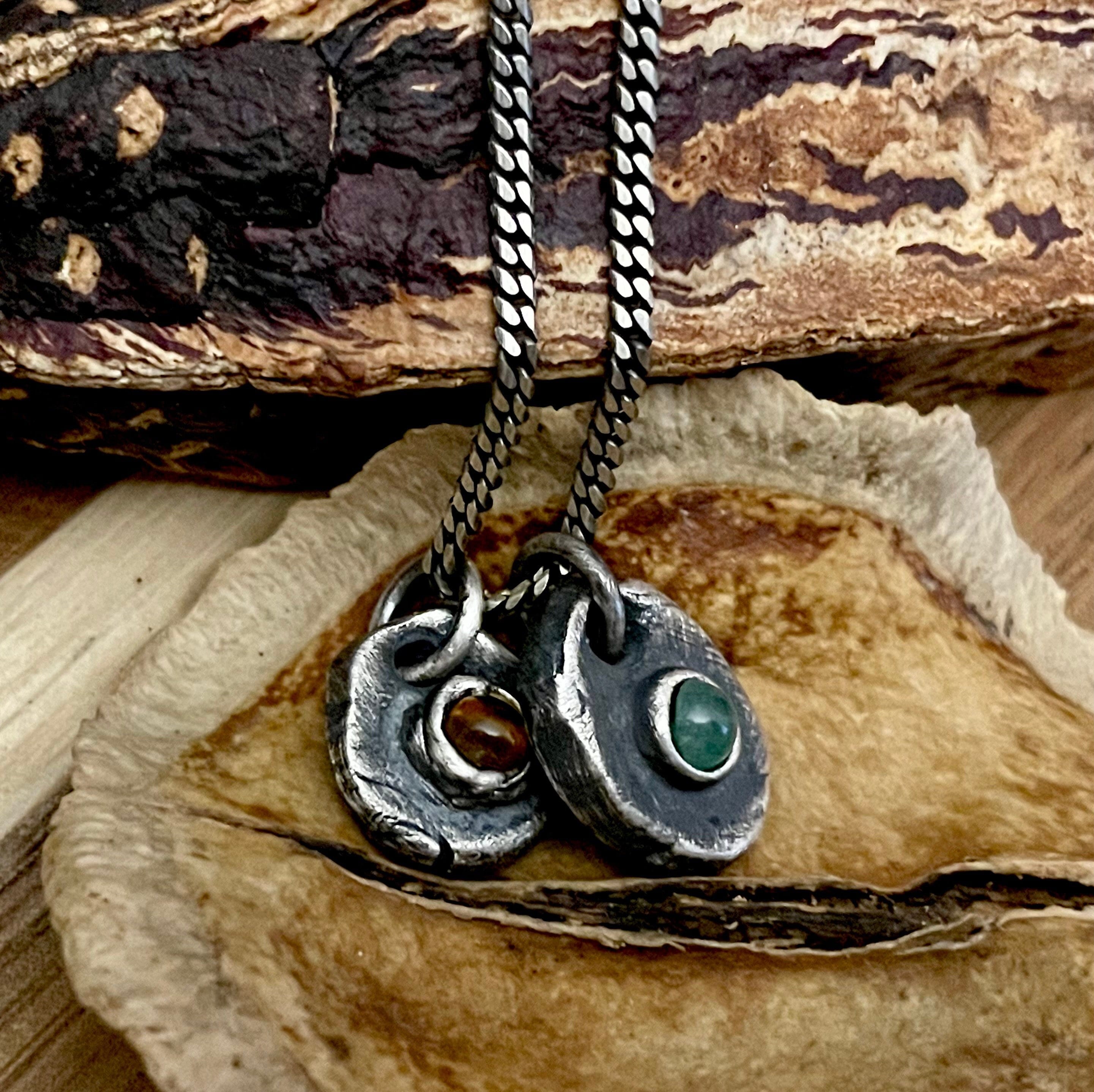 Gemstone Necklace for Men Silver Birthstone Jewelry for Guys New Dad Gift With Family Birthstones Handmade Mens Rustic Silverjewelry Etsy