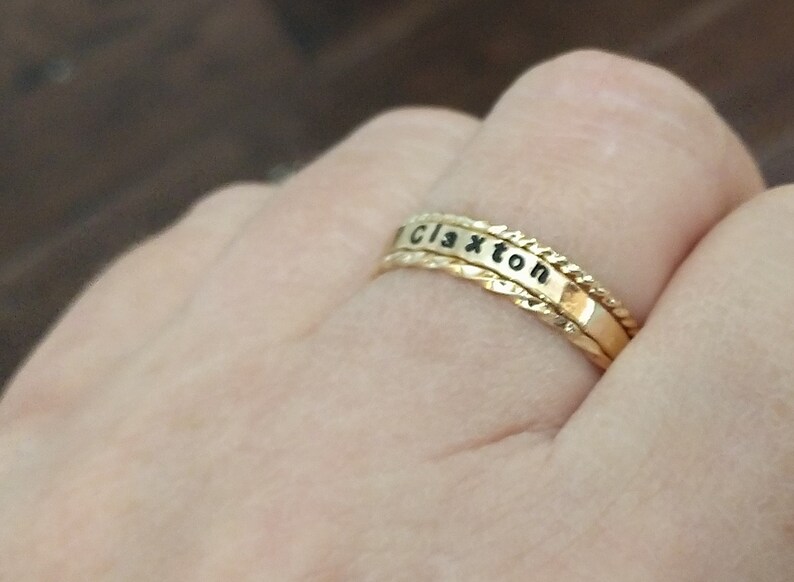 Personalized Gold Ring Stackable Gold Ring Rose Gold Engraved Etsy