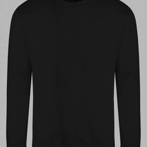 May include: A black long-sleeved sweatshirt with a crew neck.