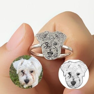 Personalized Pet Photo Ring,Custom Pet Portrait Ring,Your Pet Rings,Engraved Dog or Cat Ring,Pet Memorial Jewelry,Pet Lover Gift,Pet Photo