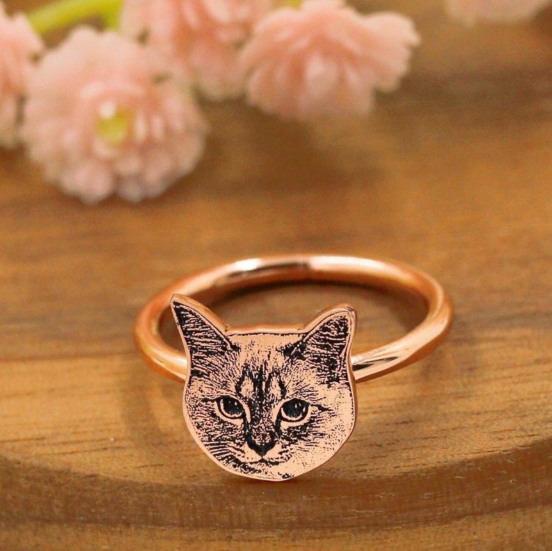 Personalized Pet Photo Ring,Custom Pet Portrait Ring,Your Pet Rings,Engraved Dog or Cat Ring,Pet Memorial Jewelry,Pet Lover Gift,Pet Photo image 7