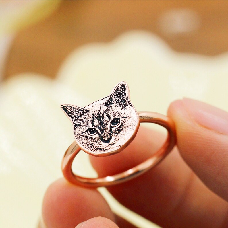 Personalized Pet Photo Ring,Custom Pet Portrait Ring,Your Pet Rings,Engraved Dog or Cat Ring,Pet Memorial Jewelry,Pet Lover Gift,Pet Photo image 9