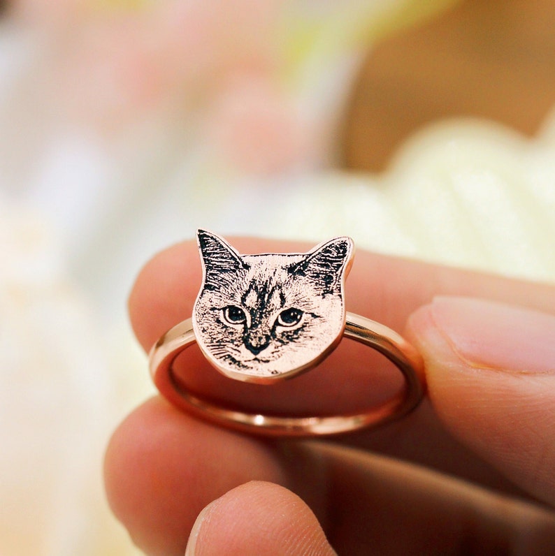 Personalized Pet Photo Ring,Custom Pet Portrait Ring,Your Pet Rings,Engraved Dog or Cat Ring,Pet Memorial Jewelry,Pet Lover Gift,Pet Photo image 8