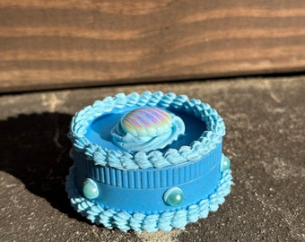 Blue Mermaid Shell Fake Cake Grinder - Ready To Ship