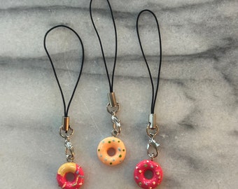 Donut phone charm  - Cute Resin donut on choice of lanyard