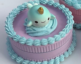 Customizable Narwhal Cake Grinder - Fake Cake Grinder - cute Narwhal figurine