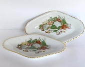 Set of 2 French Vintage Small Porcelain Serving Dishes - Crudite dish - Platter - Retro Serving and Dining - Transferware