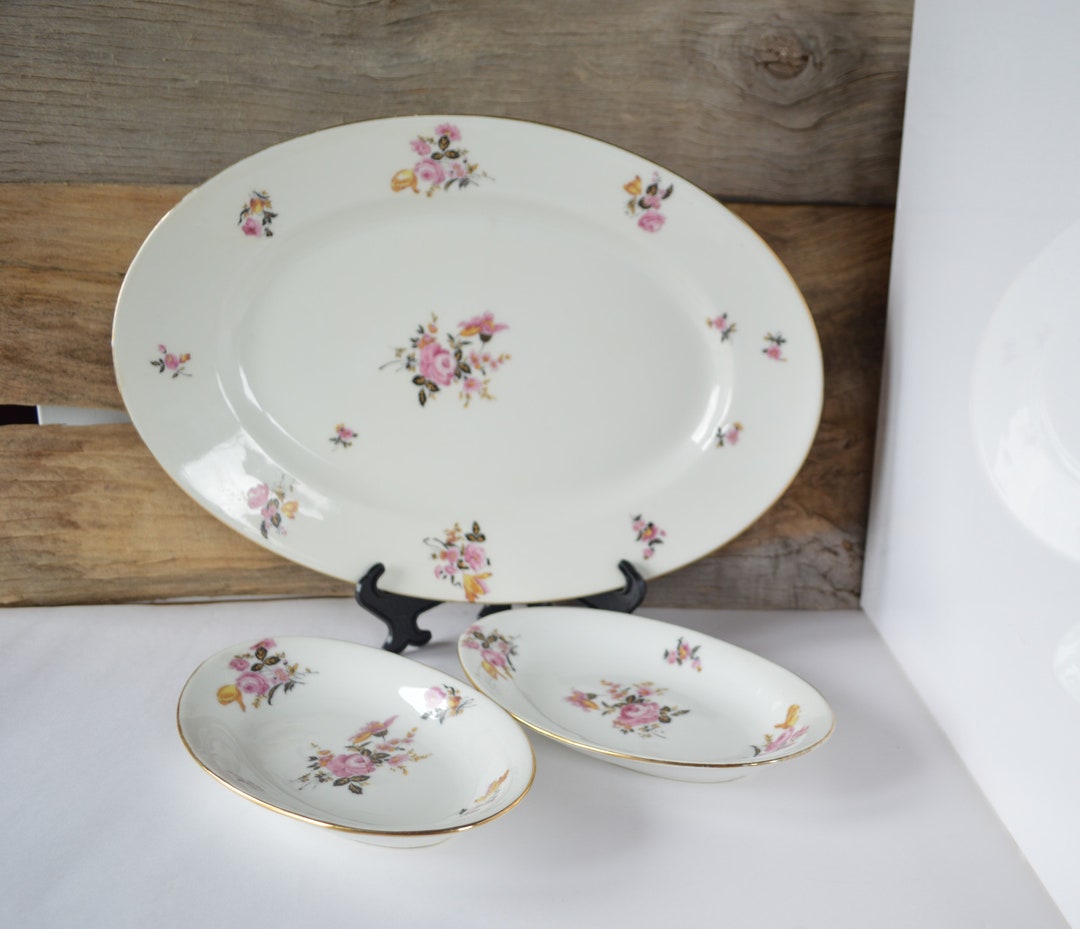 Vintage Limoges Porcelain Platter and Side Dishes Français Transferware
