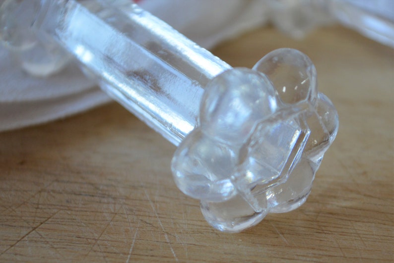 2 Vintage French Glass Knife Rests Cut Glass Cutlery Holder Etsy