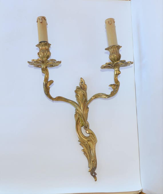 French Vintage Bronze Wall Sconce 2 Branches