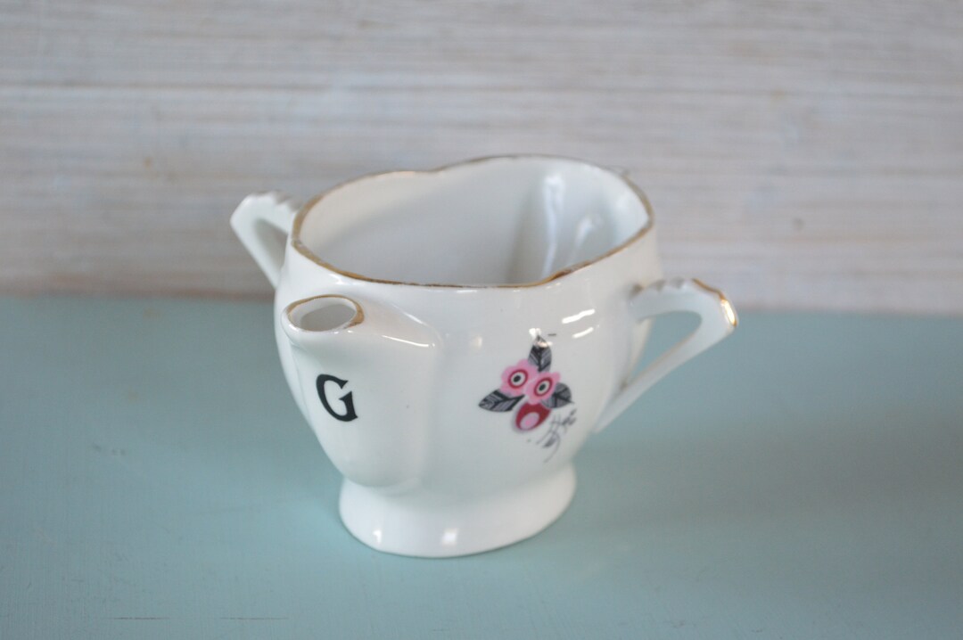 French Vintage Gravy Boat Separator Double Spout Porcelain Sauce Boat