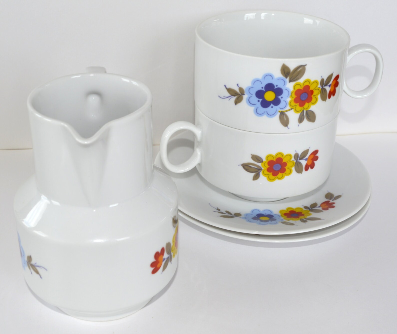 Vintage German 1960s Retro Coffee cups and saucers and Creamer Etsy