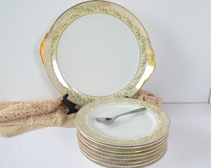 Vintage Dessert Plates and Cake Dish French Limoges Porcelain Small