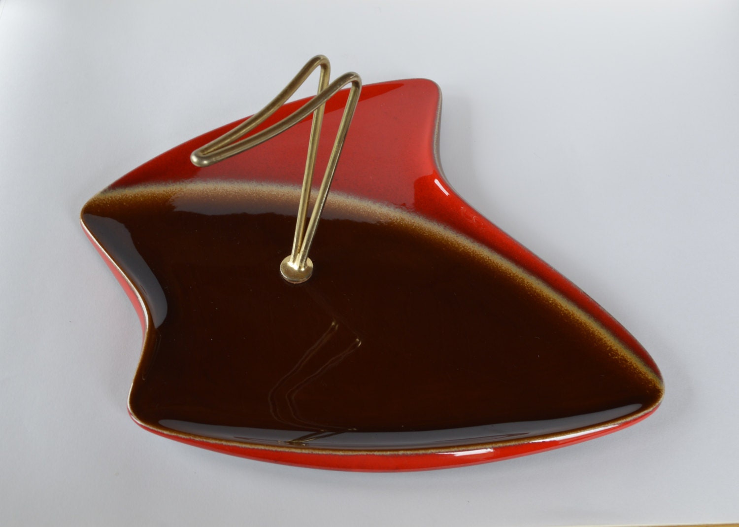 Plat de Service en Céramique Français Du Milieu Siècle - Céramique Verceram Vintage Des Années 70 Sa