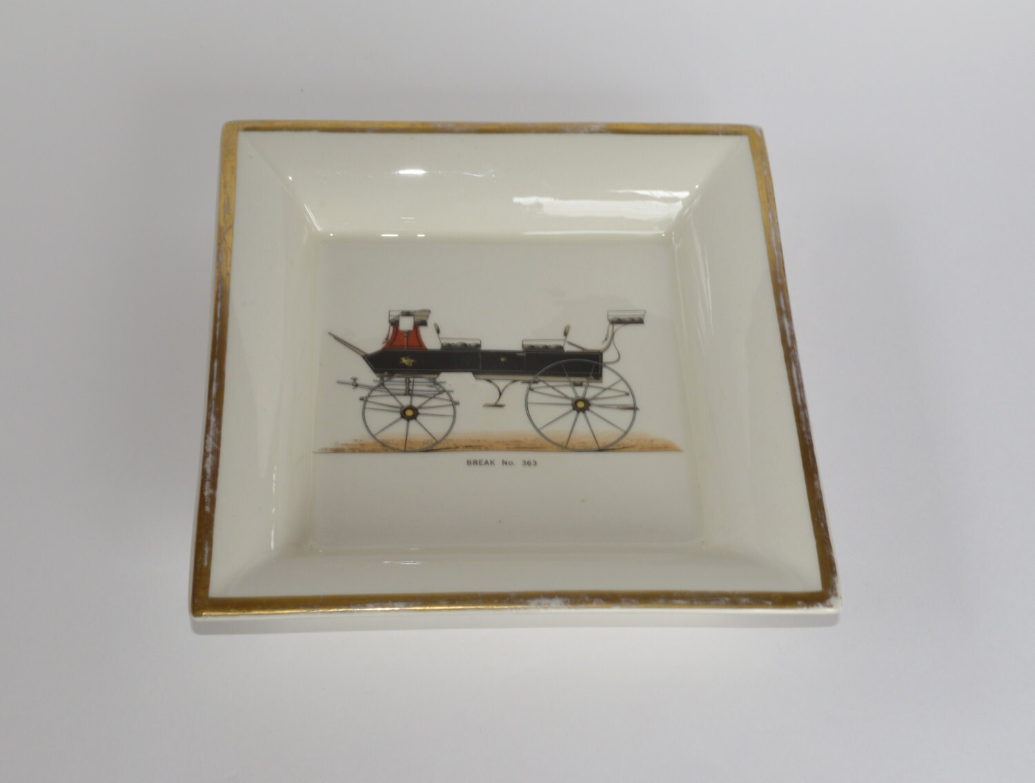 Français Plat en Porcelaine Vintage - Grand Cendrier Céramique Plat à Épingles Rétro Des Années 70 P