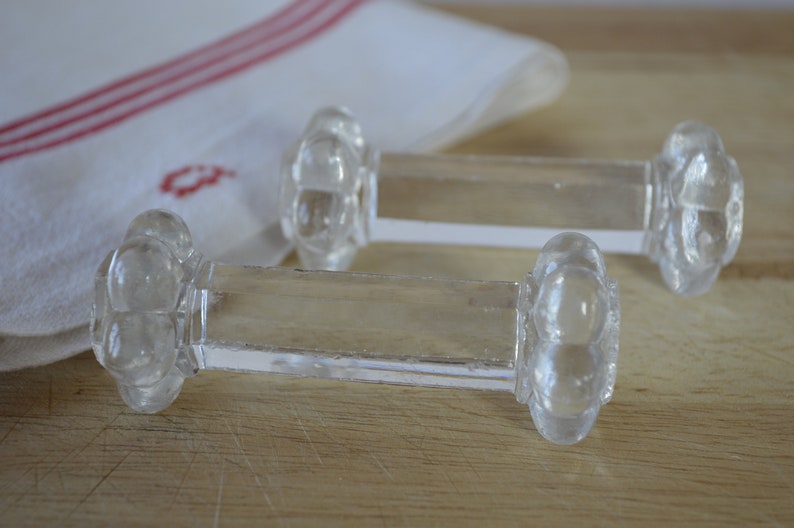 2 Vintage French Glass Knife Rests Cut Glass Cutlery Holder Etsy