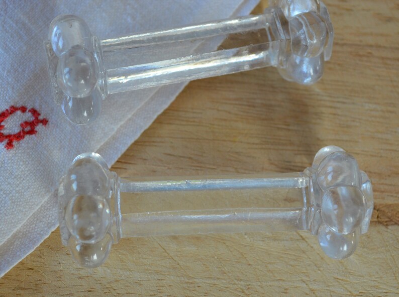 2 Vintage French Glass Knife Rests Cut Glass Cutlery Holder Etsy