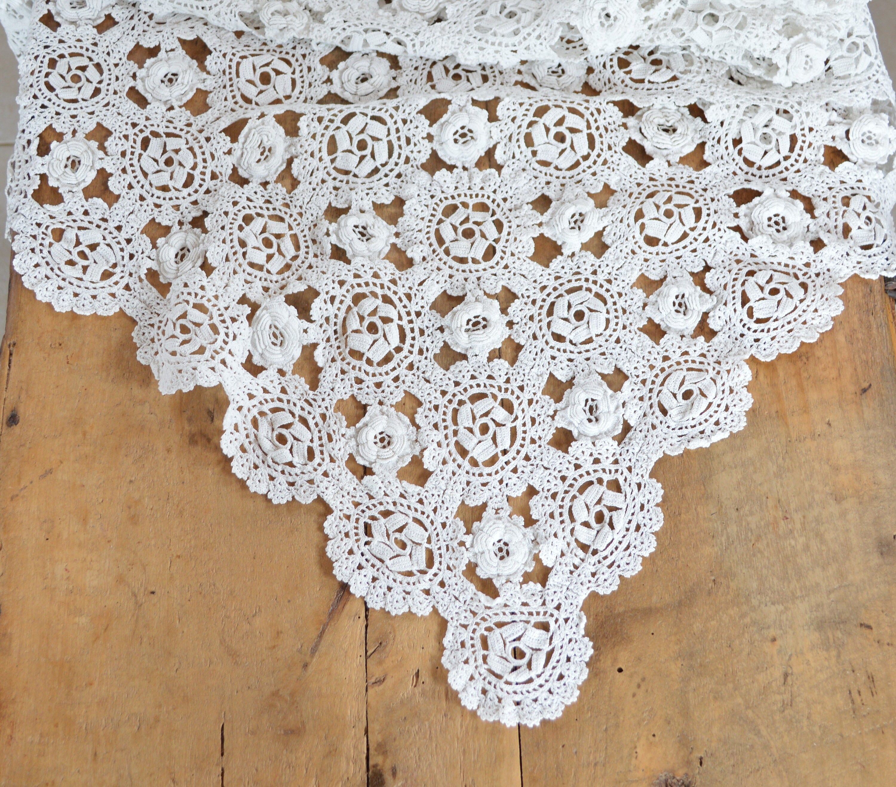 Nappe Vintage - Nappe Au Crochet Blanc Couverture de Table Carrée Français Occasionnelle Grand Nappe
