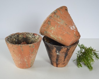Pots anciens en terre cuite, résine, France - Pot en argile rustique vintage - Décoration française - Décoration d'intérieur