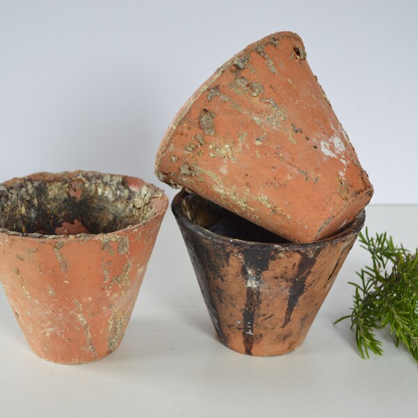 Antique French Terracotta Resin Pots - Vintage Rustic Clay Pot - French Decor - Interior Design