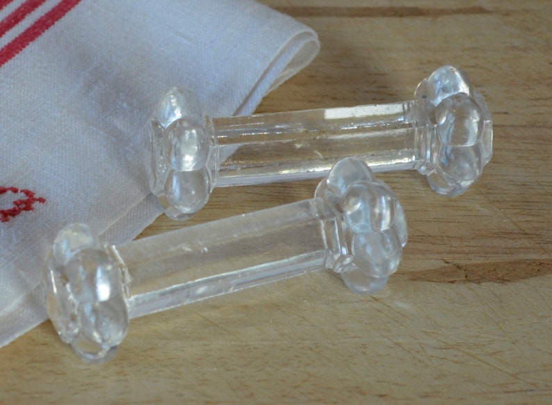 2 Vintage French Glass Knife Rests Cut Glass Cutlery Holder Etsy