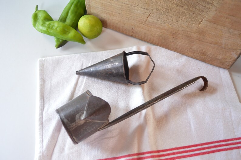 2 French Antique Ladle and Funnel French Vintage Kitchen Etsy