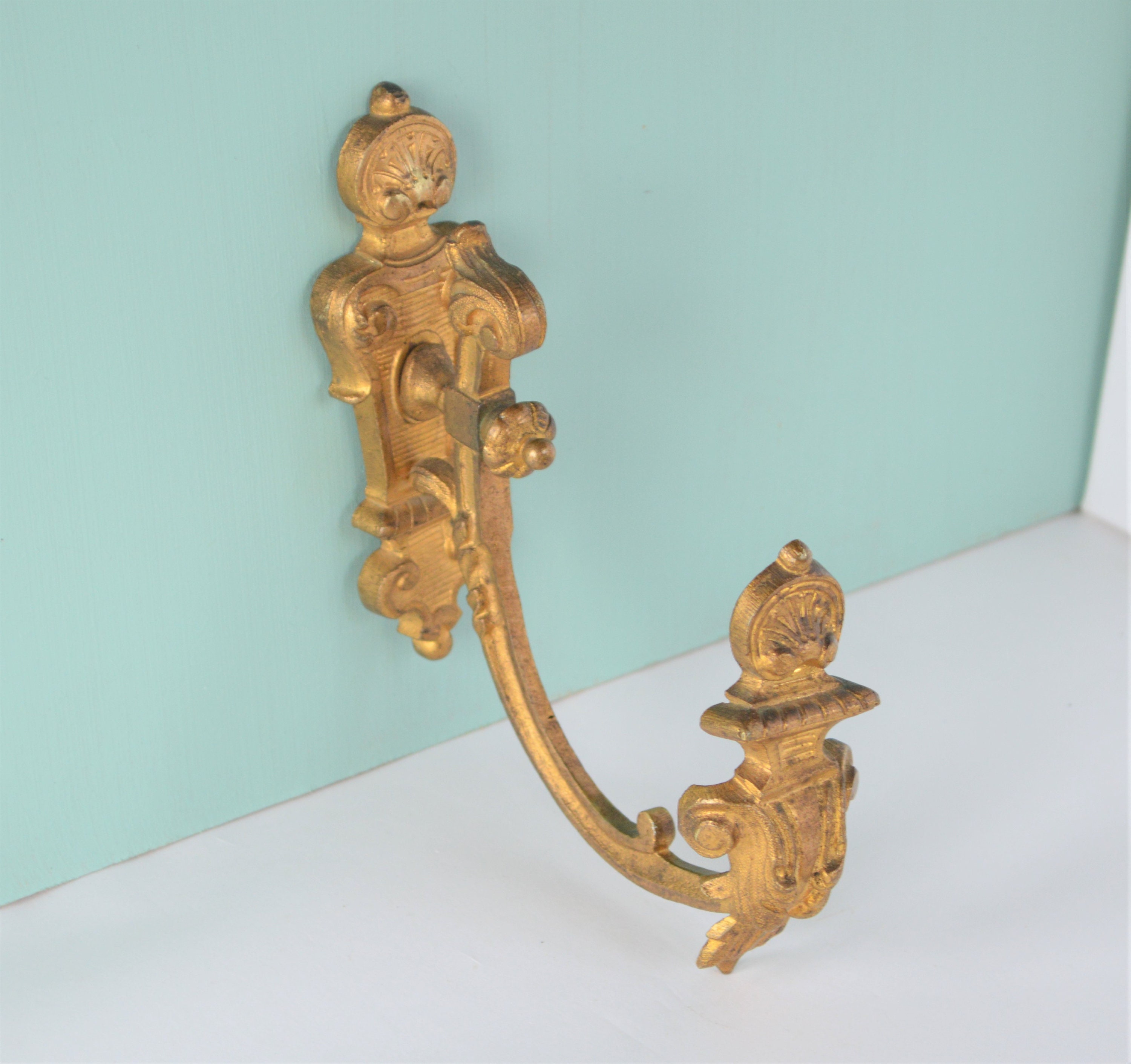 Antique Bronze Hook - Guilt Curtain Tieback Guilded Wall Ormolu Holdback