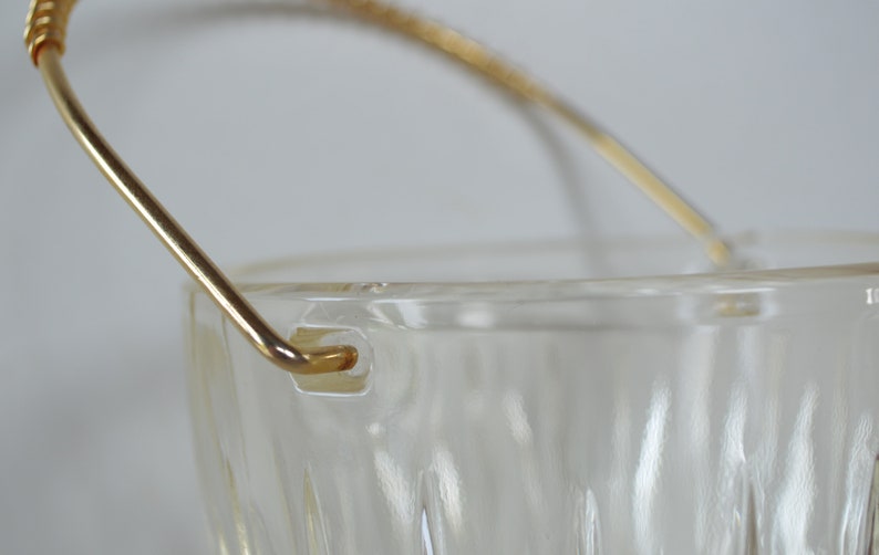 French Vintage Glass Ice Cube Bucket Gold and Glass Ice Etsy