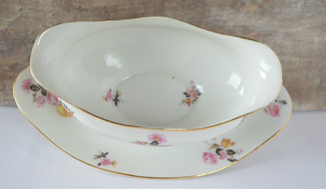 Vintage Limoges Porcelain Platter and Gravy Boat French Etsy