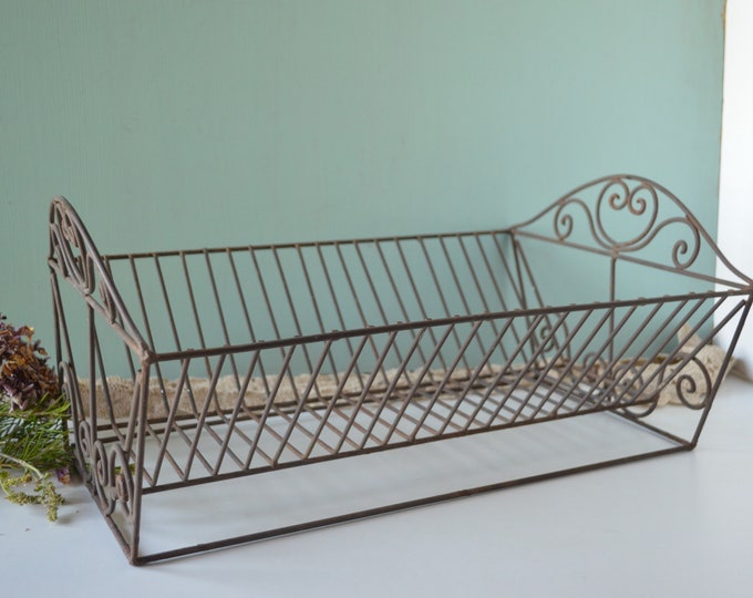 Vintage Metal Dish Rack French Dish Drainer Drying Rack Rustic Metal