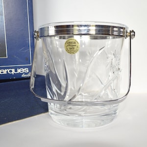 Elegant French Vintage Crystal Ice Bucket  * Cristal D&#39;Arques Cooler in original Box * Chiller * Champagne * Barware * Retro