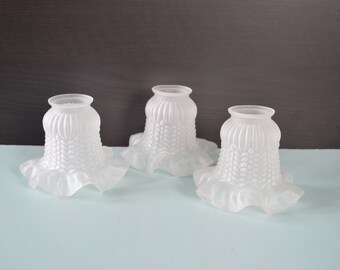 Ruffled Glass Light Shade Tulip Frosted Hobnail Ribbed Bell Vintage Sconce Retro 