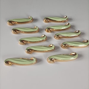 10 Art Deco Knife Rests - Vintage Ceramic Chop Stick rests - Green and Gold Cutlery Holder - Spoon, Fork Rests - Retro Tableware
