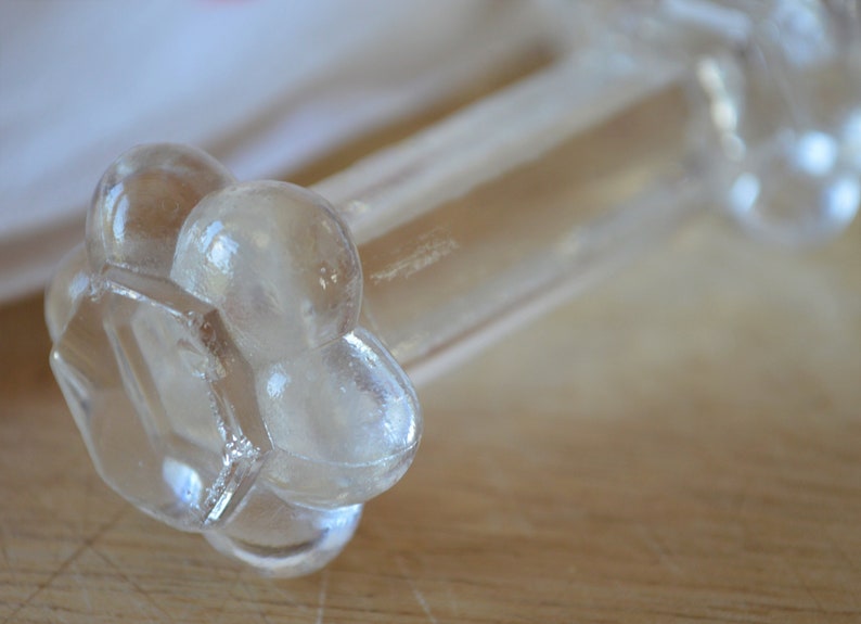 2 Vintage French Glass Knife Rests Cut Glass Cutlery Holder Etsy
