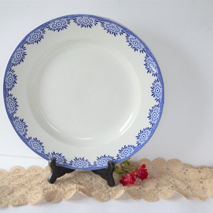 Art Deco Ironstone Platter - French Vintage Ceramic Transferware Charger - Sarreguemines Digoin Serving Dish - Capri Motif - Shabby Chic